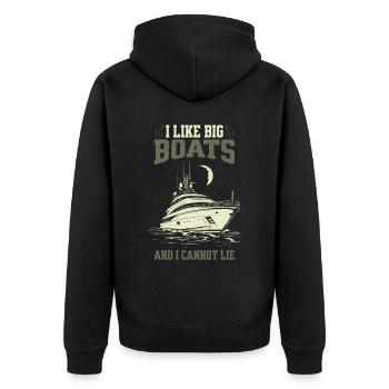 I Like Big Boats And I Cannot Lie Yacht Moonlight - Unisex Premium Organic Zip Hoodie - black - Back - Nico (187cm)