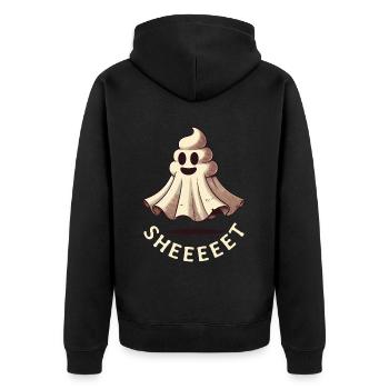 Lustiges Kackhaufen Gespenst Humorvolle Kacke - Unisex Premium Bio Zip Hoodie - Schwarz - Hinten - Nico (187cm)