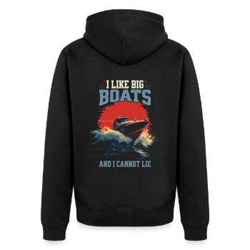 I Like Big Boats And I Cannot Lie – Speedboat - Unisex Premium Organic Zip Hoodie - black - Back - Nico (187cm)
