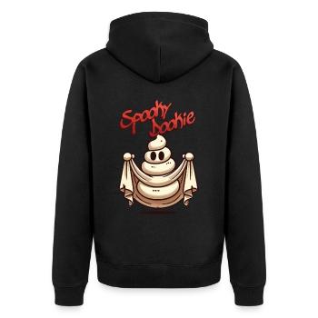 Lustiges Kackhaufen Gespenst spooky Dookie Design - Unisex Premium Bio Zip Hoodie - Schwarz - Hinten - Nico (187cm)