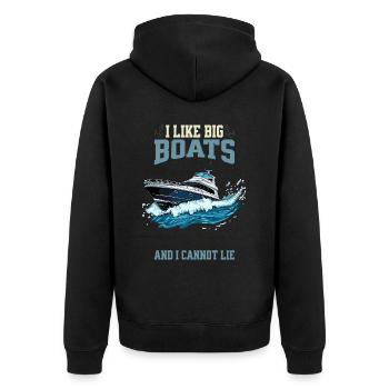 I Like Big Boats And I Cannot Lie Spritzende Yacht - Unisex Premium Bio Zip Hoodie - Schwarz - Hinten - Nico (187cm)
