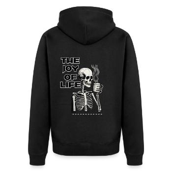 Café La joie de vivre Drôle d’amateur de café - Veste à capuche bio Premium Unisexe - noir - Dos - Nico (187cm)