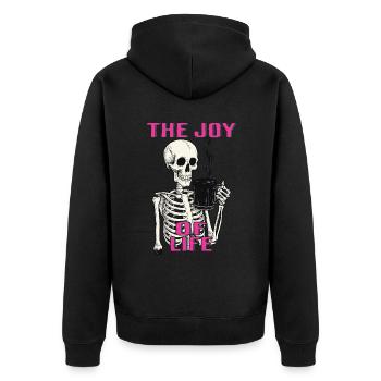 Coffee The Joy Of Life Funny Coffee Lover - Unisex Premium Organic Zip Hoodie - black - Back - Nico (187cm)