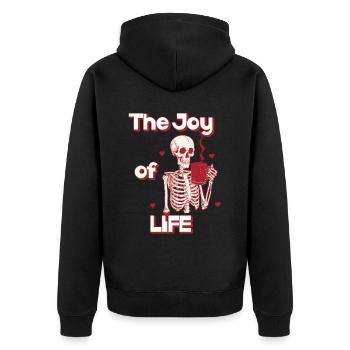 Coffee The Joy Of Life Funny Coffee Lover - Unisex Premium Organic Zip Hoodie - black - Back - Nico (187cm)