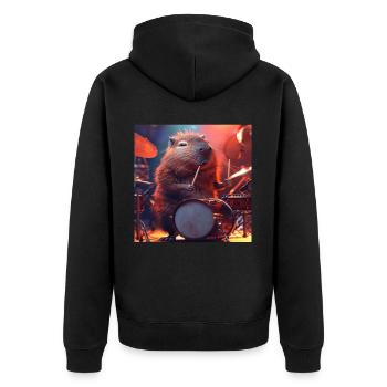 Wasserschwein - Unisex Premium Bio Zip Hoodie - Schwarz - Hinten - Nico (187cm)