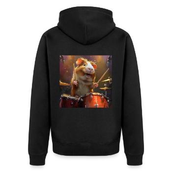 Meerschweinchen - Unisex Premium Bio Zip Hoodie - Schwarz - Hinten - Nico (187cm)