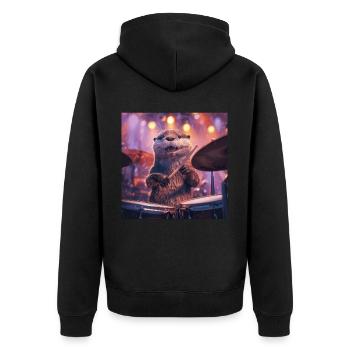 Otter - Unisex Premium Bio Zip Hoodie - Schwarz - Hinten - Nico (187cm)