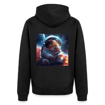 Meerschweinchen - Unisex Premium Bio Zip Hoodie - Schwarz - Hinten - Nico (187cm)