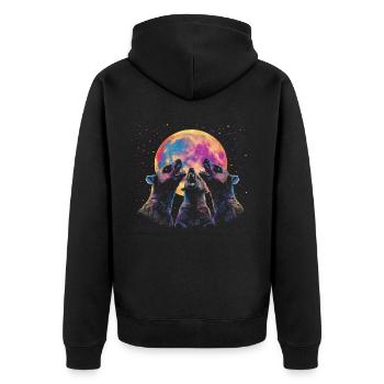 Miel Blaireau Ratel Lune Hurlante - Veste à capuche bio Premium Unisexe - noir - Dos - Nico (187cm)
