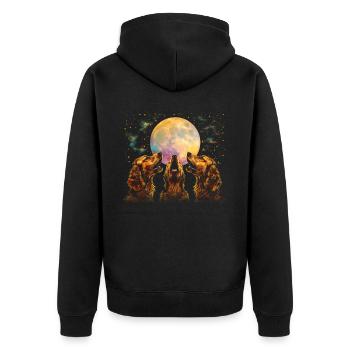 Irish Setter Dog Howling Moon - Unisex Premium Organic Zip Hoodie - black - Back - Nico (187cm)