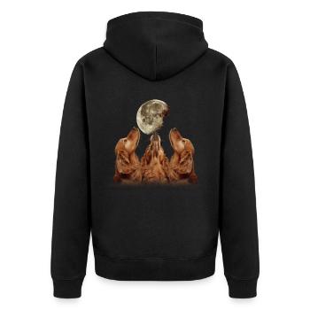 Irish Setter Dog Howling Moon - Unisex Premium Organic Zip Hoodie - black - Back - Nico (187cm)