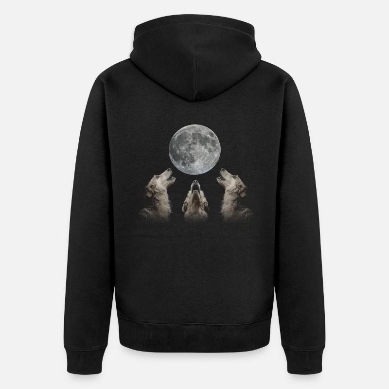 Irish Wolfhound Chien Howling Moon - Veste à capuche bio Premium Unisexe - noir