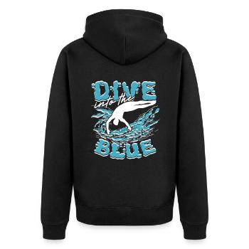 Taucher Sporttauchen Tauchen - Unisex Premium Bio Zip Hoodie - Schwarz - Hinten - Nico (187cm)