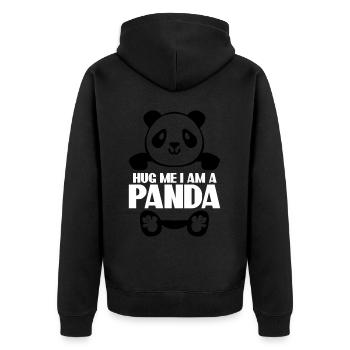 Hug Me Giant Panda Panda Bear - Unisex Premium Bio Zip Hoodie - Schwarz - Hinten - Nico (187cm)