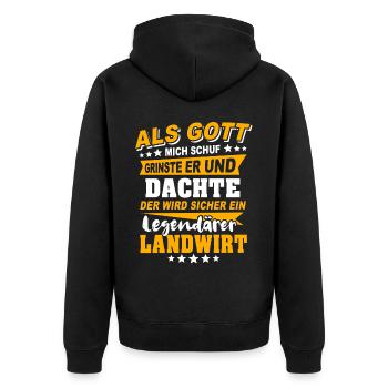 Landwirt Sprüche - Unisex Premium Bio Zip Hoodie - Schwarz - Hinten - Nico (187cm)