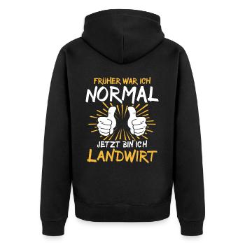 Landwirt Spruch - Unisex Premium Bio Zip Hoodie - Schwarz - Hinten - Nico (187cm)