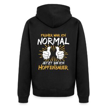 Hop farmer's saying - Unisex Premium Organic Zip Hoodie - black - Back - Nico (187cm)