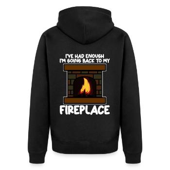 Fireplace Oven Firewood Stove - Unisex Premium Organic Zip Hoodie - black - Back - Nico (187cm)