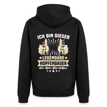 Dictons du producteur de houblon - Veste à capuche bio Premium Unisexe - noir - Dos - Nico (187cm)
