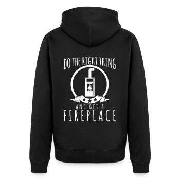 Fireplace - Unisex Premium Bio Zip Hoodie - Schwarz - Hinten - Nico (187cm)