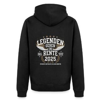 Legenden Gehen In Rente 2025 - Unisex Premium Bio Zip Hoodie - Schwarz - Hinten - Nico (187cm)