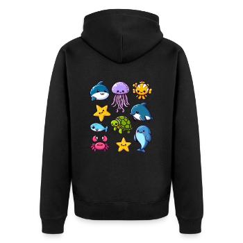 Créatures marines colorées pour les enfants Créatures marines - Veste à capuche bio Premium Unisexe - noir - Dos - Nico (187cm)