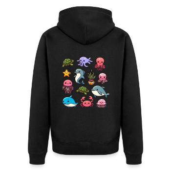 Créatures marines colorées pour les enfants Créatures marines - Veste à capuche bio Premium Unisexe - noir - Dos - Nico (187cm)