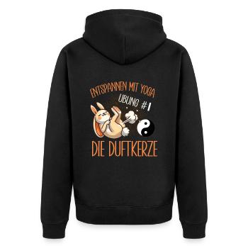 Relaxing with Yoga Bunny Funny Meditation Exercise - Unisex Premium Organic Zip Hoodie - black - Back - Nico (187cm)