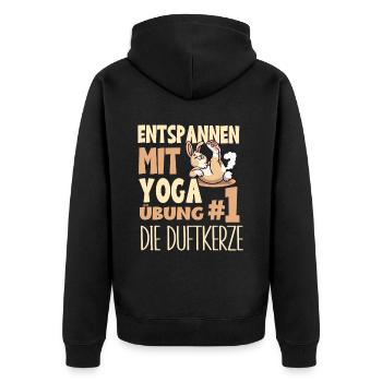 Relaxing with Yoga Bunny Funny Meditation Exercise - Unisex Premium Organic Zip Hoodie - black - Back - Nico (187cm)