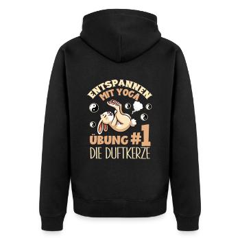 Relaxing with Yoga Bunny Funny Meditation Exercise - Unisex Premium Organic Zip Hoodie - black - Back - Nico (187cm)