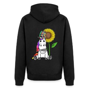 Hippie Cheval Cheval Tournesol Cavalier - Veste à capuche bio Premium Unisexe - noir - Dos - Nico (187cm)