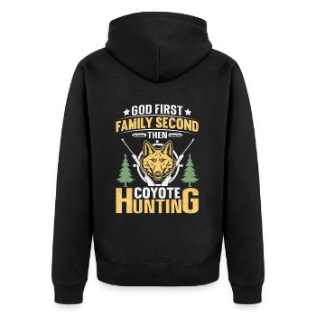 Coyote Hunter Yote - Unisex Premium Organic Zip Hoodie - black - Back - Nico (187cm)