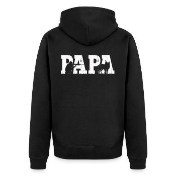 Kojotenjagd Kojotenjäger Yote - Unisex Premium Bio Zip Hoodie - Schwarz - Hinten - Nico (187cm)