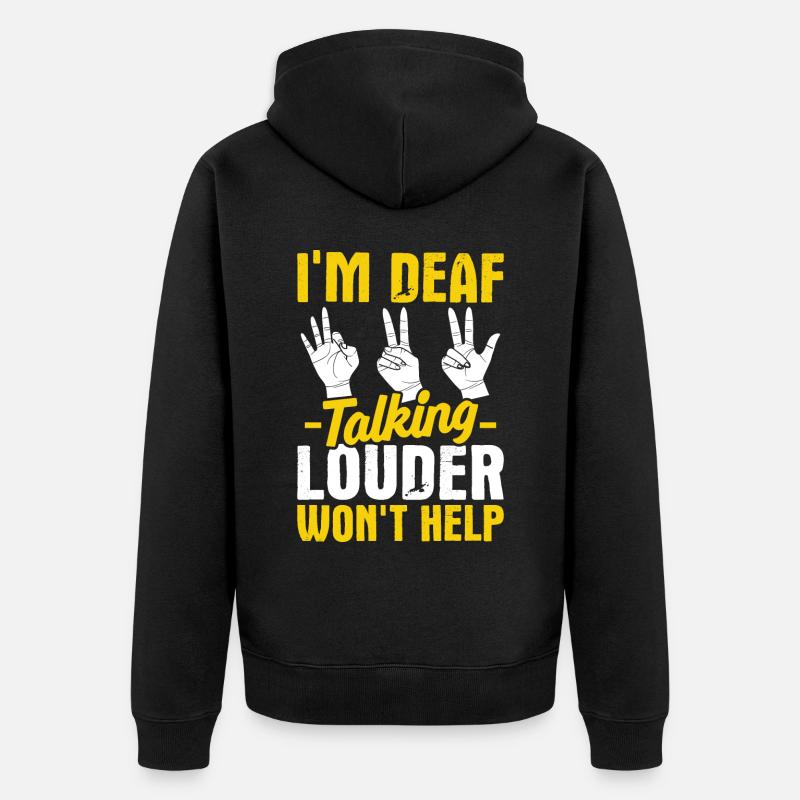 Deaf Pride ASL Gebärdensprache - Unisex Premium Bio Zip Hoodie - Schwarz