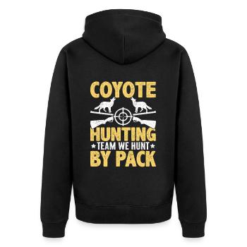 Coyote Hunter Yote - Unisex Premium Organic Zip Hoodie - black - Back - Nico (187cm)