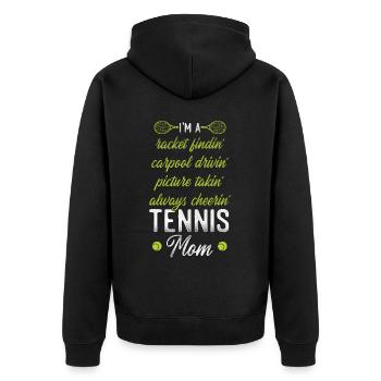 Funny Tennis Player Racket Mom I'm - Unisex Premium Bio Zip Hoodie - Schwarz - Hinten - Nico (187cm)