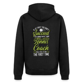 Funny Tennis Player Racket Coach - Unisex Premium Bio Zip Hoodie - Schwarz - Hinten - Nico (187cm)