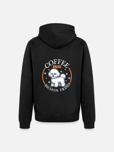 Kaffee und Bichon Frisé - Unisex Premium Bio Zip Hoodie - Schwarz