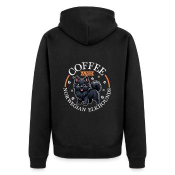 Café et chien d’élan norvégien - Veste à capuche bio Premium Unisexe - noir - Dos - Nico (187cm)