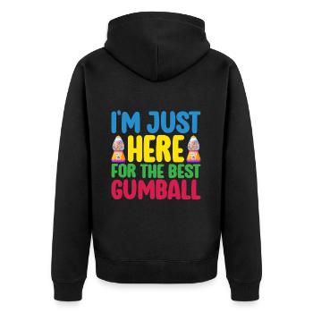 Gumball Machine Kaugummiautomat - Unisex Premium Bio Zip Hoodie - Schwarz - Hinten - Nico (187cm)