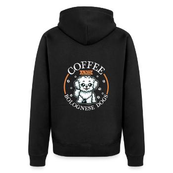 Kaffee und Bologneser - Unisex Premium Bio Zip Hoodie - Schwarz - Hinten - Nico (187cm)