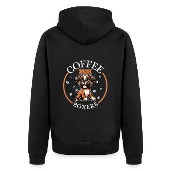 Kaffee und Boxer - Unisex Premium Bio Zip Hoodie - Schwarz - Hinten - Nico (187cm)