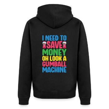 Gumball Machine Kaugummiautomat - Unisex Premium Bio Zip Hoodie - Schwarz - Hinten - Nico (187cm)