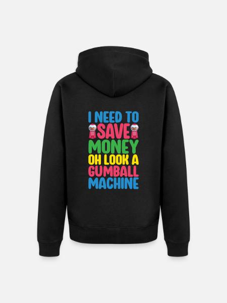 Gumball Machine Chewing Gum Machine - Unisex Premium Organic Zip Hoodie - black