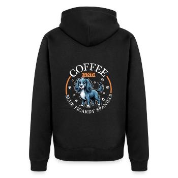 Kaffee und Epagneul Bleu de Picardie - Unisex Premium Bio Zip Hoodie - Schwarz - Hinten - Nico (187cm)