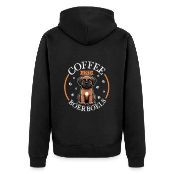 Kaffee und Boerboel - Unisex Premium Bio Zip Hoodie - Schwarz - Hinten - Nico (187cm)