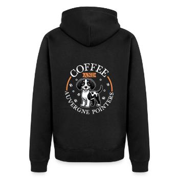 Kaffee und Braque d'Auvergne - Unisex Premium Bio Zip Hoodie - Schwarz - Hinten - Nico (187cm)