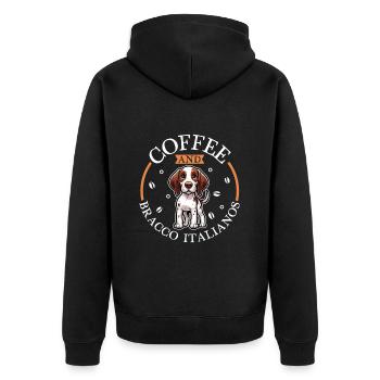 Café et Bracco Italiano - Veste à capuche bio Premium Unisexe - noir - Dos - Nico (187cm)