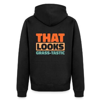 Rasenmäher Mähen - Unisex Premium Bio Zip Hoodie - Schwarz - Hinten - Nico (187cm)