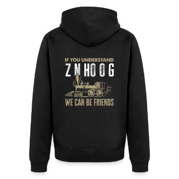 Train Enthusiasts Friends Railway Retro - Unisex Premium Organic Zip Hoodie - black - Back - Nico (187cm)